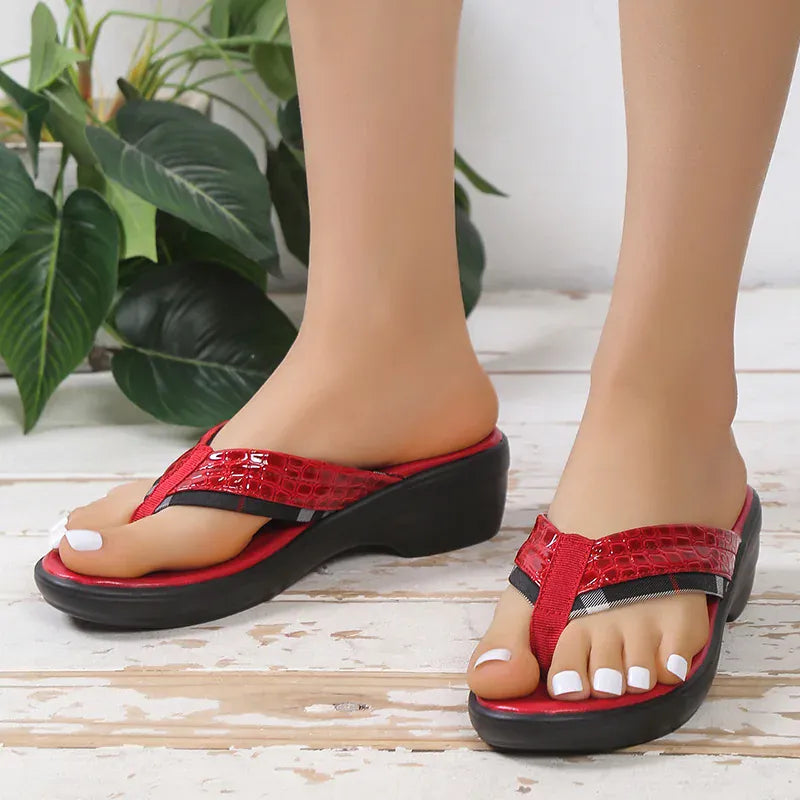 KissICON Patent Leather Wedges Sandals for Women Plus Size