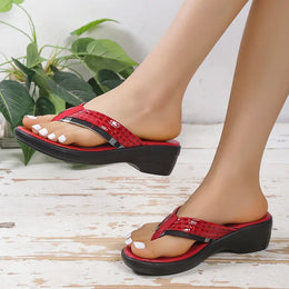 KissICON Patent Leather Wedges Sandals for Women Plus Size