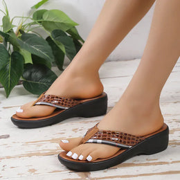 KissICON Patent Leather Wedges Sandals for Women Plus Size