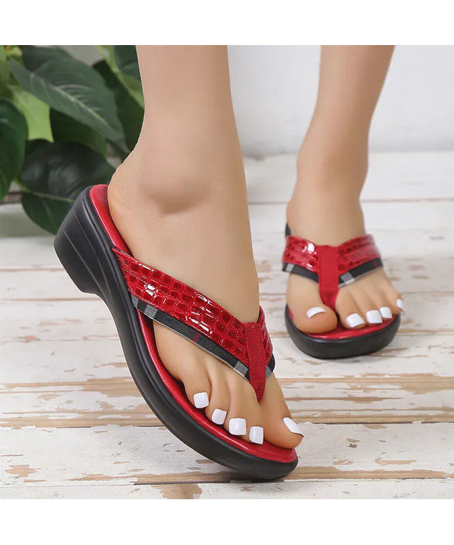 KissICON Patent Leather Wedges Sandals for Women Plus Size