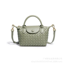 KissICON Pave Stone Green Woven Small Jiaozi Texture Popular Advanced Shoulder