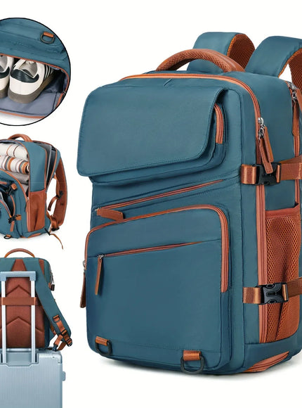 KissICON peacock blue Expandable Business Travel Laptop Backpacks for All