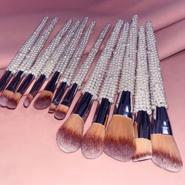 KissICON Pearl Color 12piece Pearl Makeup Brush Set – Travel Pouch