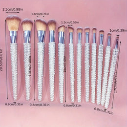 KissICON Pearl Color 12piece Pearl Makeup Brush Set – Travel Pouch