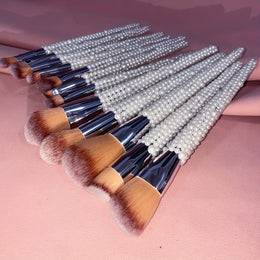 KissICON Pearl Color 12piece Pearl Makeup Brush Set – Travel Pouch