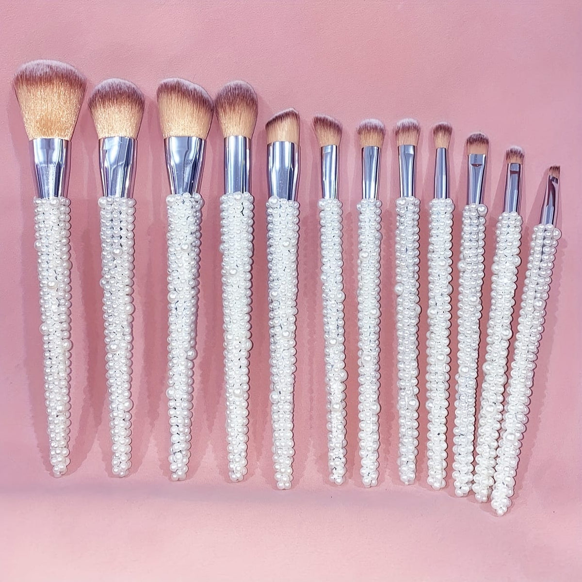 KissICON Pearl Color 12piece Pearl Makeup Brush Set – Travel Pouch