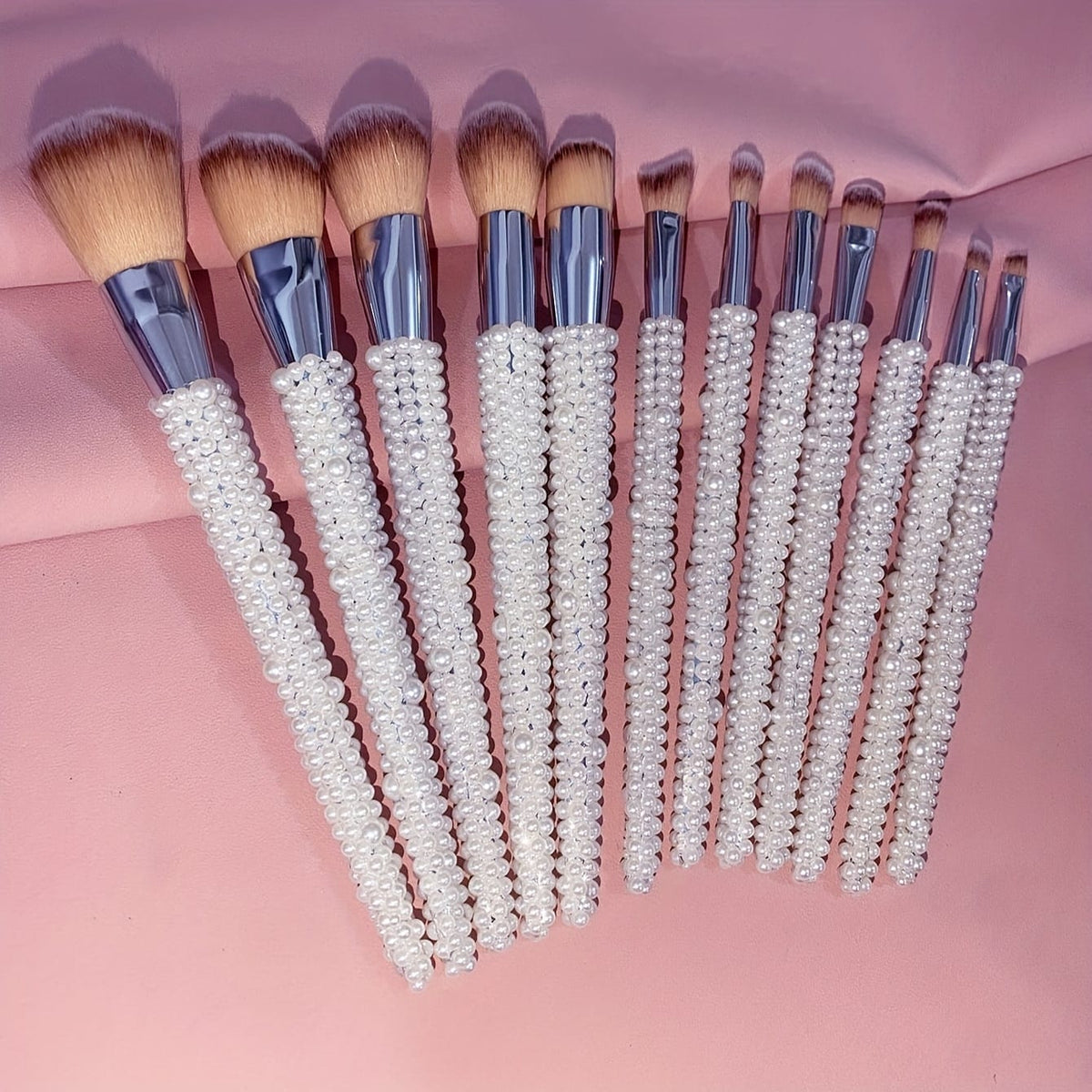 KissICON Pearl Color 12piece Pearl Makeup Brush Set – Travel Pouch