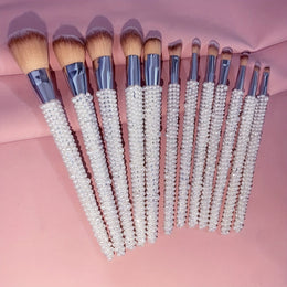 KissICON Pearl Color 12piece Pearl Makeup Brush Set – Travel Pouch
