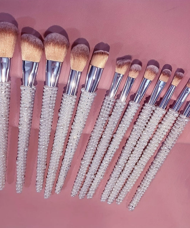 KissICON Pearl Color 12piece Pearl Makeup Brush Set – Travel Pouch