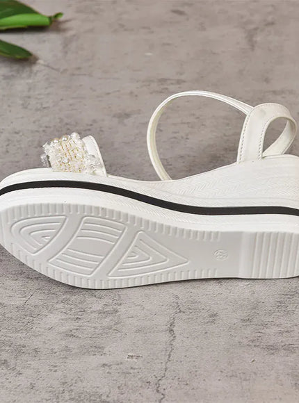 KissICON Pearl Flock Wedges Sandals for Women 2025 Fashion