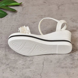 KissICON Pearl Flock Wedges Sandals for Women 2025 Fashion