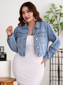 jkthpu-45 Pearl Rivet Vintage Light Blue Denim Jacket