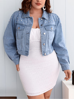 jkthpu-45 Pearl Rivet Vintage Light Blue Denim Jacket