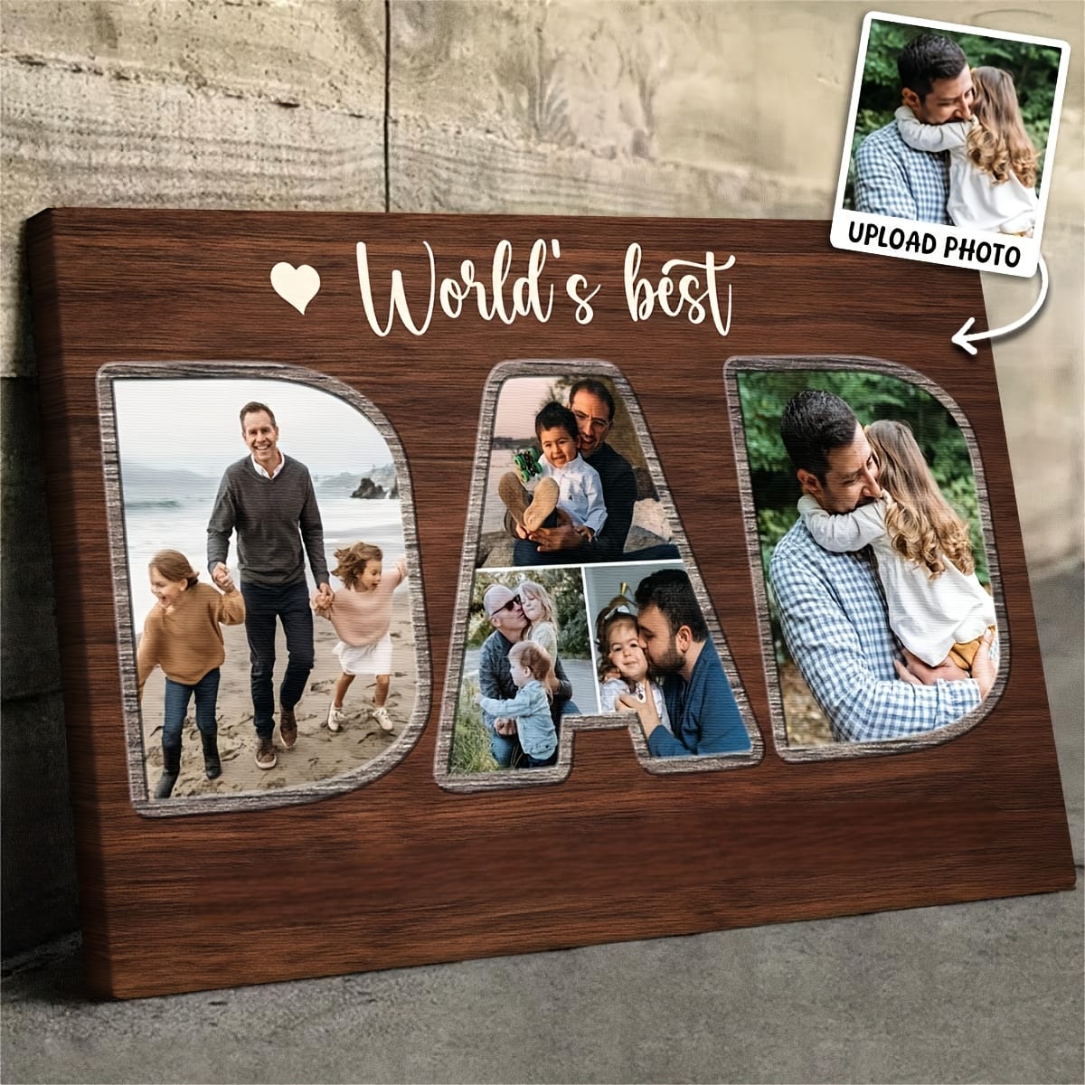 KissICON Personalized Best Dad Photo Canvas Collage Gift