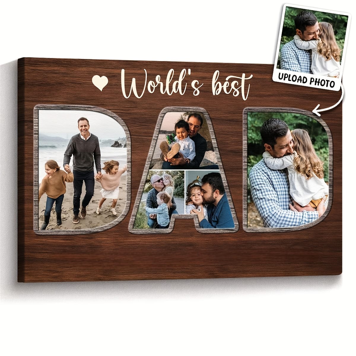 KissICON Personalized Best Dad Photo Canvas Collage Gift