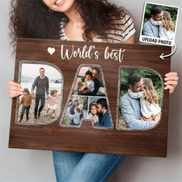 KissICON Personalized Best Dad Photo Canvas Collage Gift