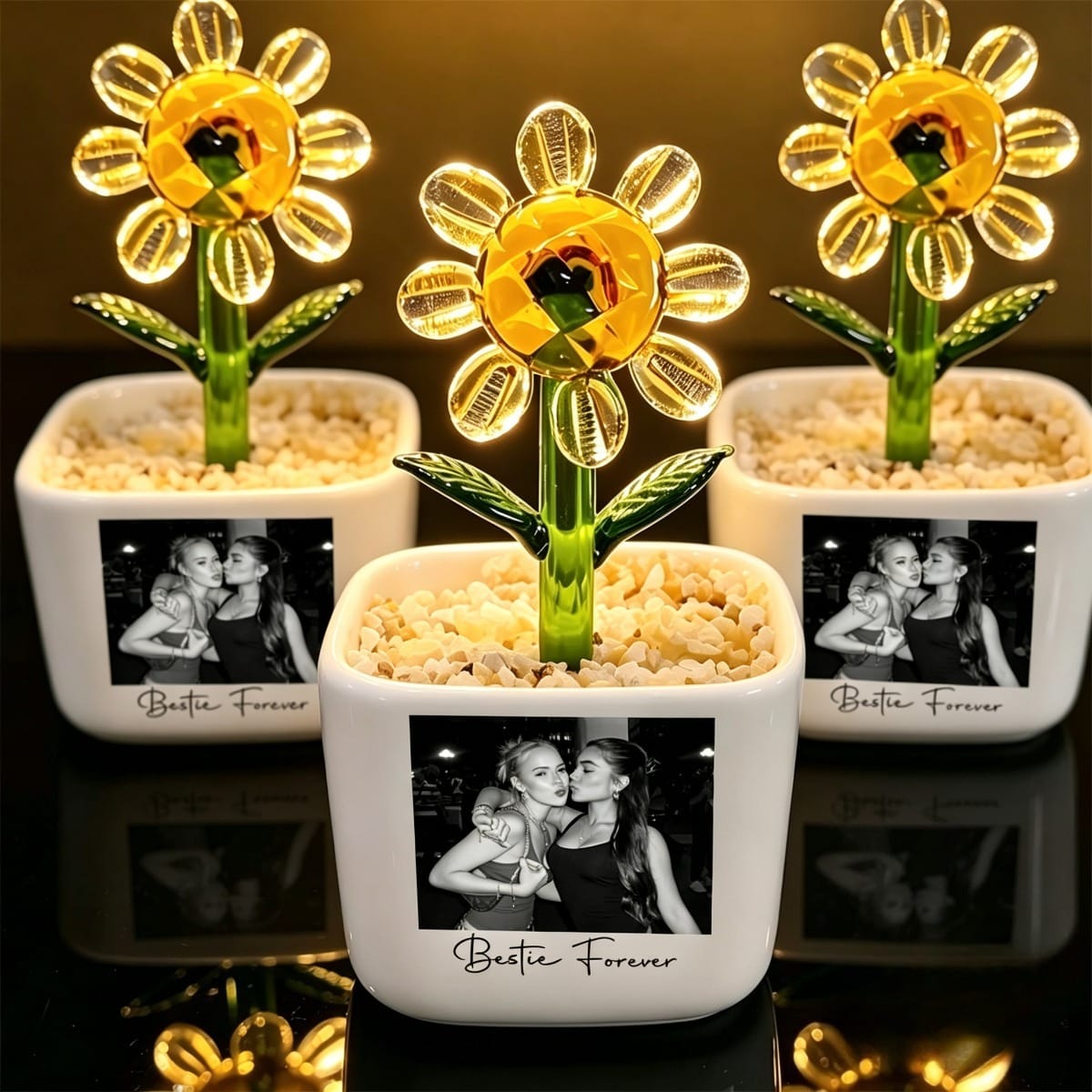 KissICON Personalized Bestie Photo Flower Pot Unique Friend  Sister Gift