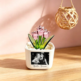 KissICON Personalized Bestie Photo Flower Pot Unique Friend  Sister Gift
