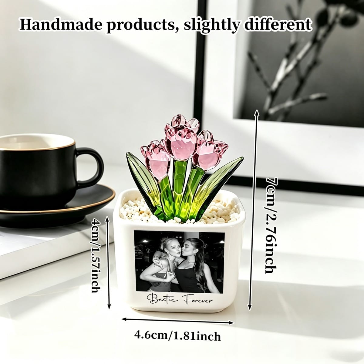 KissICON Personalized Bestie Photo Flower Pot Unique Friend  Sister Gift