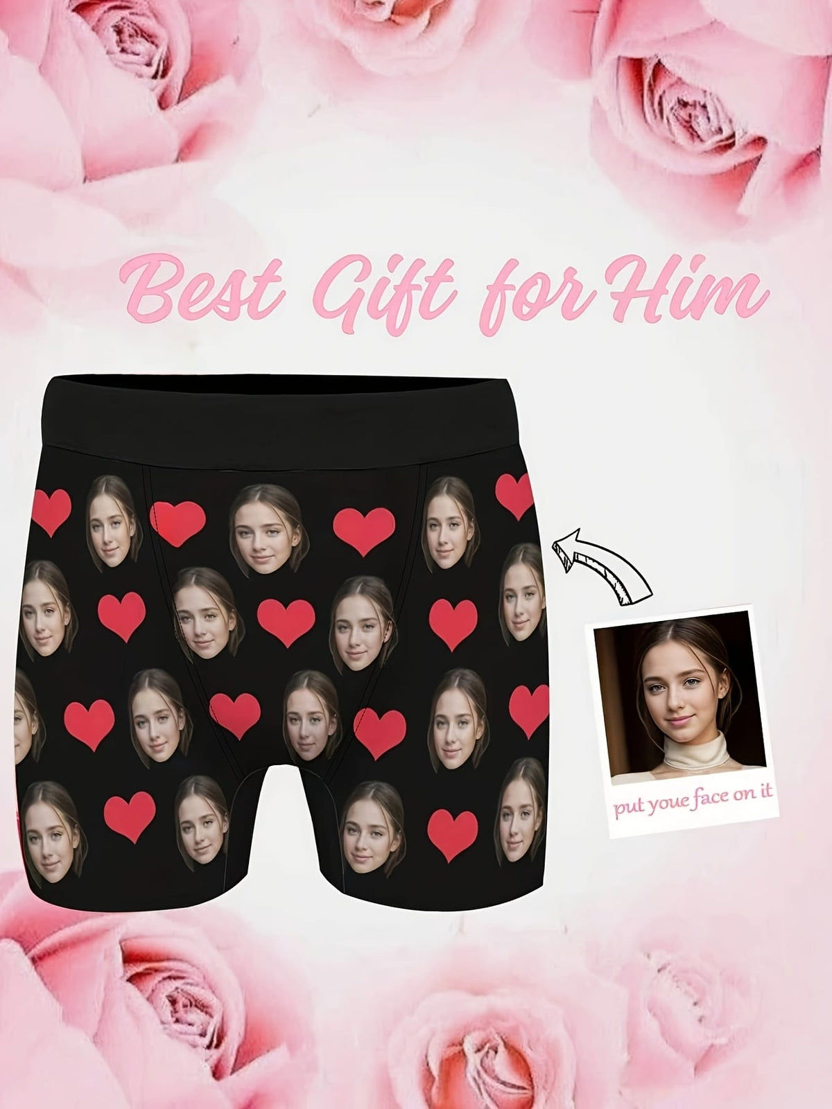 KissICON Personalized Face Boxer Briefs Custom Photo Gift for Him