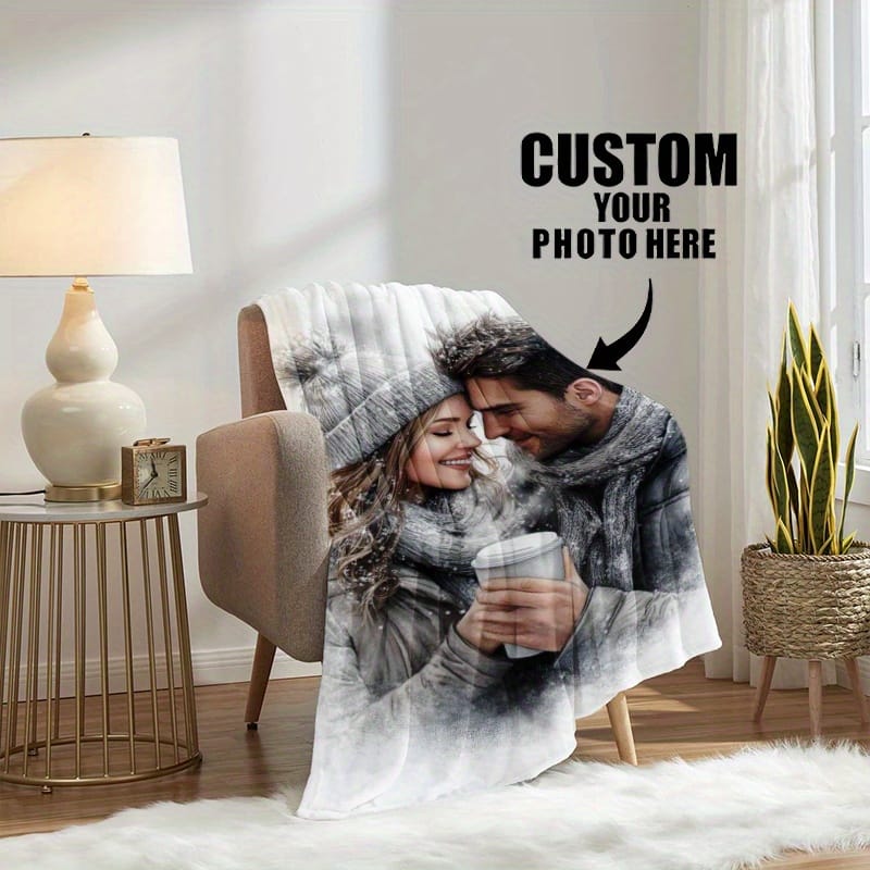 KissICON Personalized Photo Flannel Blanket  Cozy Custom Gift