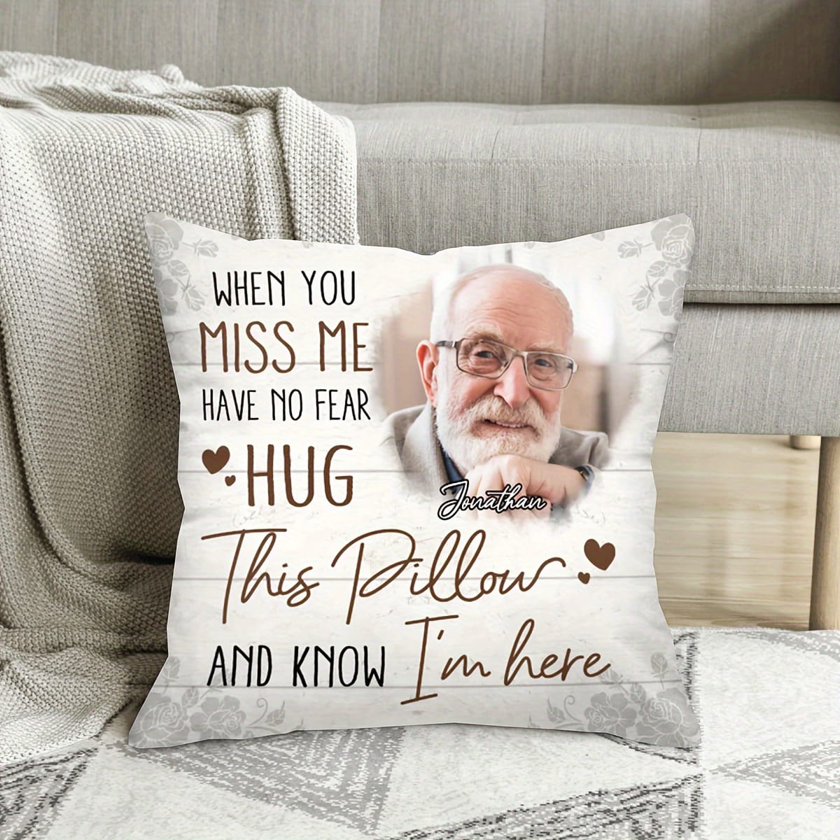 KissICON Personalized When You Think of Me Retro Photo Memorial Pillowcase