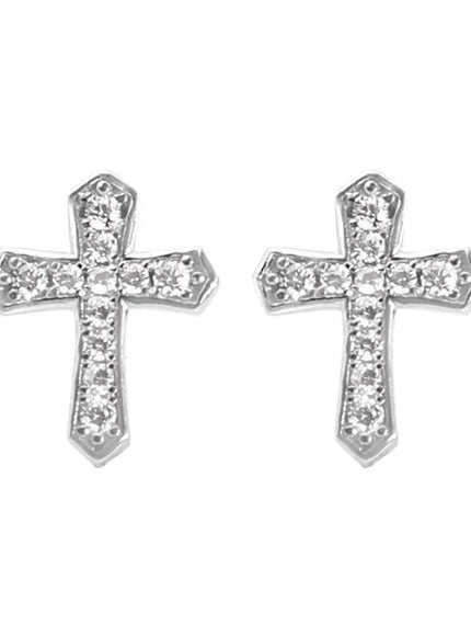 KissICON Piercing ES-006 / 1 piece Kissicon Cross Earrings – Men Zircon Punk