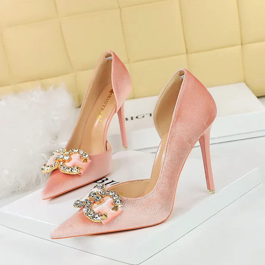 KissICON Pink 10.5cm / 37 BIGTREE Party Pumps 7cm Thin High Heels Western