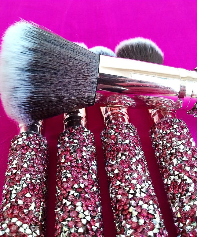 KissICON Pink 10 makeup brushes + 1 brush bag + 1 powder puff + 1 wash bowl Hot Selling Rhinestone Pink Makeup Brush Set