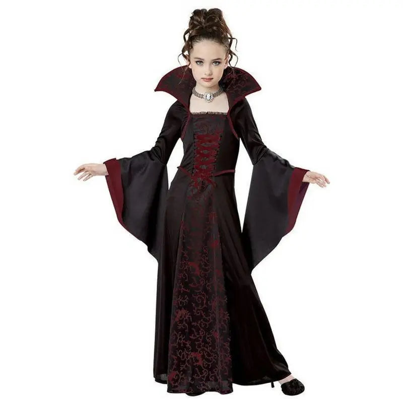 KissICON Pink / 150cm Halloween Costume for Kids Halloween Fantasy Vampire Costume Girls Long Tutu Dress Kids Carnival Outfit Gothic Feather Clothes