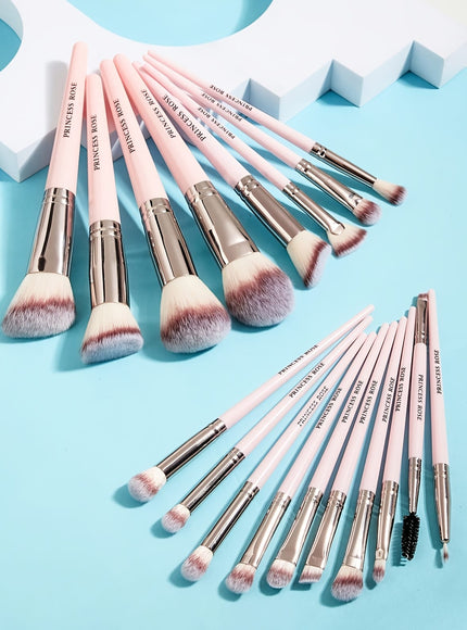 KissICON Pink / 18 Pcs Princess Rose 18pc Premium Makeup Brush Set – W