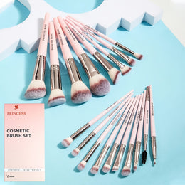 KissICON Pink / 18pcs+Box Princess Rose 18pc Premium Makeup Brush Set – W