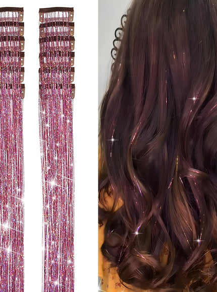 KissICON pink / 20inch KissIcon Hair Tinsel Clip In Extensions - Heat