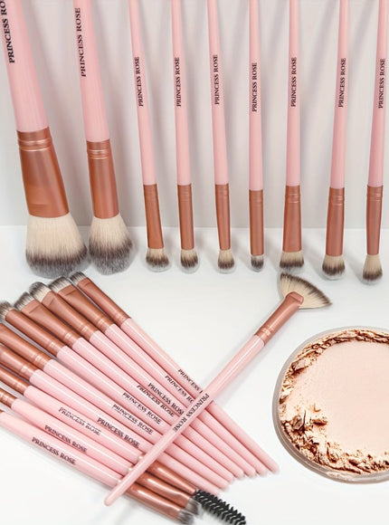 KissICON Pink / 20pcs Makeup Brush Set 20pc Princess Rose Makeup Brush Set – Golden Label Pink