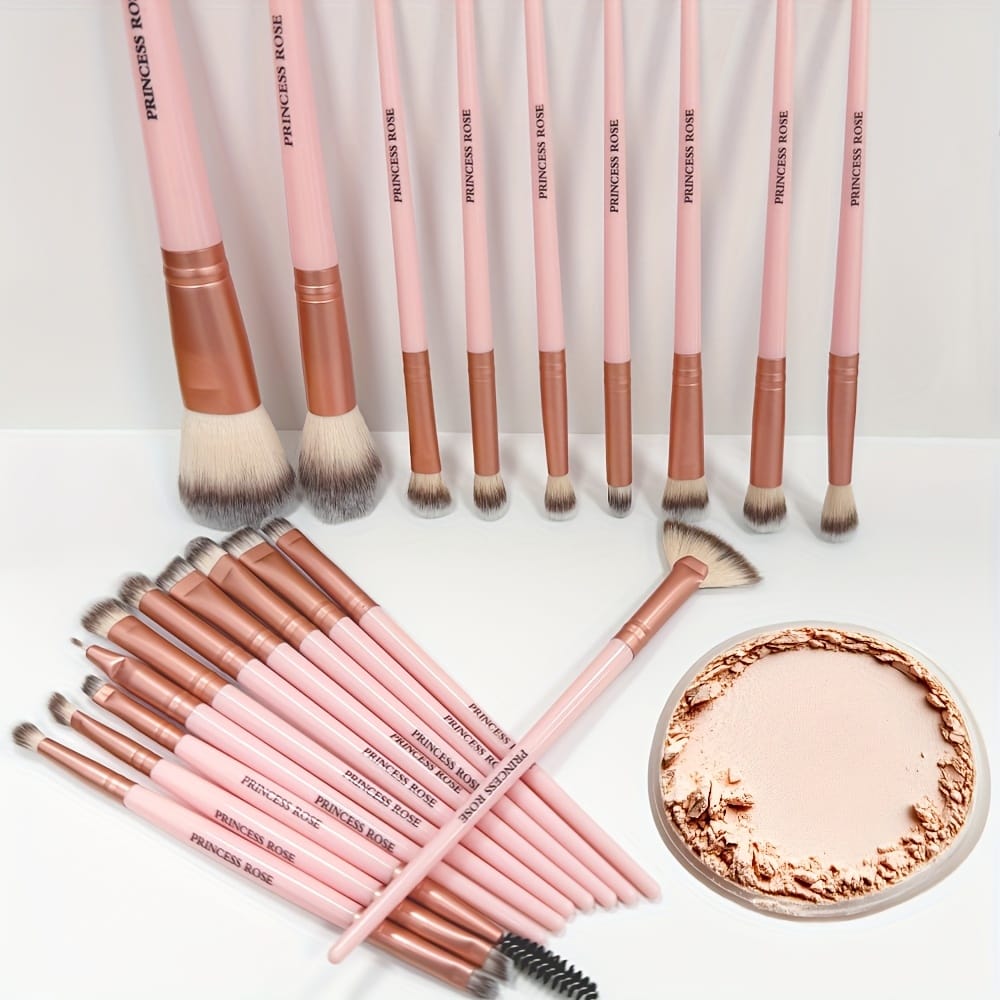 KissICON Pink / 20pcs Makeup Brush Set 20pc Princess Rose Makeup Brush Set – Golden Label Pink