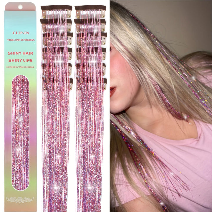 KissIcon Clip In Hair Tinsel TwelvePcs - Sparkly