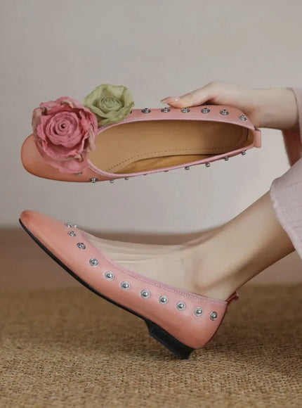 KissICON Pink / 35 Fashion Flat Shoes for Women Spring Autumn Rivets