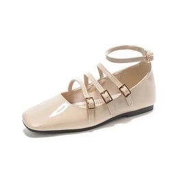 KissICON Pink / 35 Flat Shoes for Women Retro French Black Mary