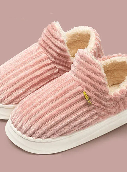 KissICON Pink / 38-39 Winter Warm Indoor Cotton Padded Shoes Women Thicken