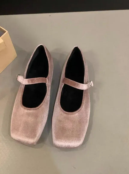 KissICON Pink / 38 Flat Shoes for Women Autumn Mary Jane Hairy