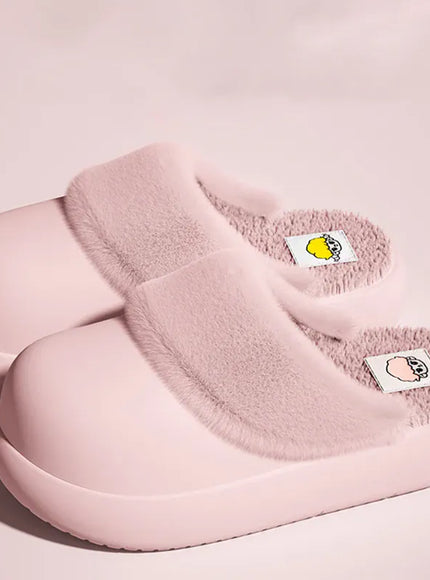 KissICON Pink / 40-41 Coldproof Warm Home Slippers for Women Faux Fur