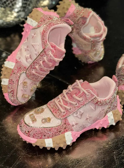 KissICON Footwear Pink / 41 Luxury Rhinestone Platform Sneakers for Women
