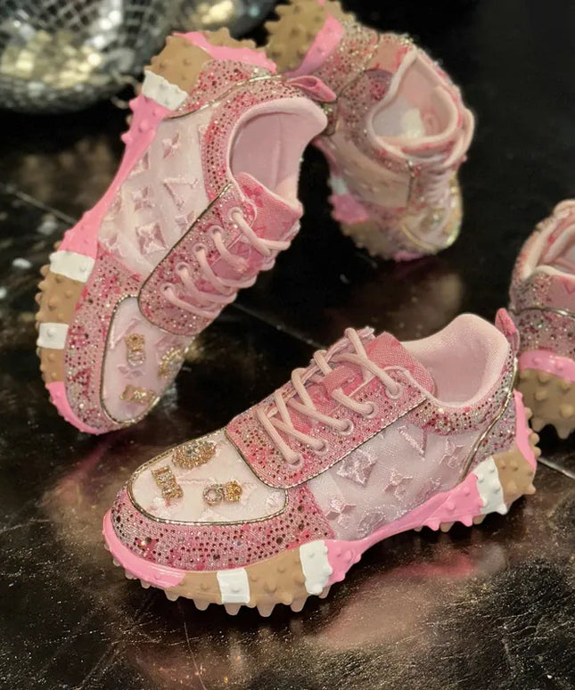 KissICON Footwear Pink / 41 Luxury Rhinestone Platform Sneakers for Women