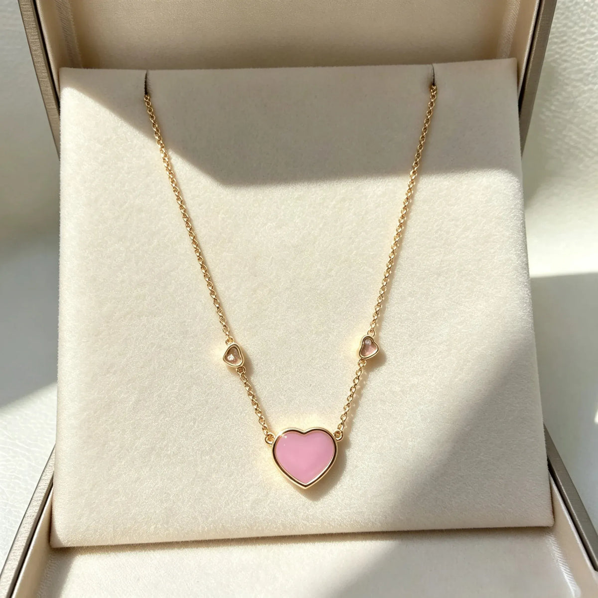 KissICON Pink 45cm Heart‑Shaped Jewellery Women's Necklace Bracelet Earrings S925 Silver Plating Rose Gold 5A Zircon High-End Exquisite Party Gift