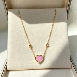 KissICON Pink 45cm Heart‑Shaped Jewellery Women's Necklace Bracelet Earrings S925 Silver Plating Rose Gold 5A Zircon High-End Exquisite Party Gift