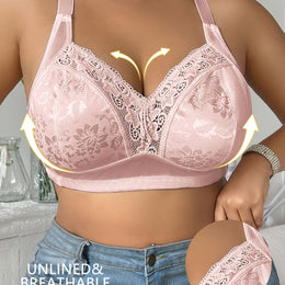 KissICON Pink / 4XL Lace Patchwork Plus-size Women's Bra – Easy