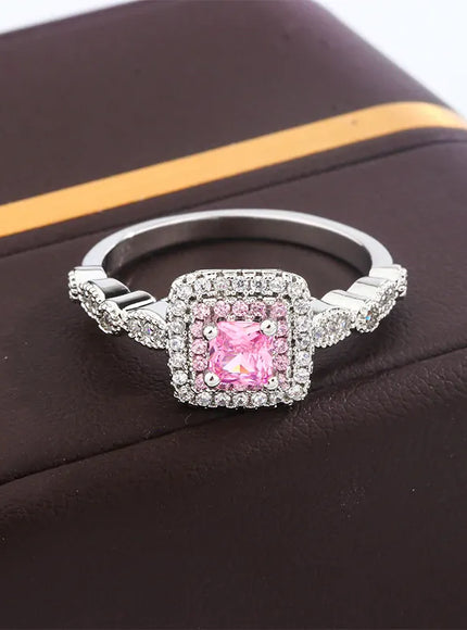 KissICON Pink / 5 KissIcon Pink Diamond Ring Inlaid Sparkle - Gift Idea