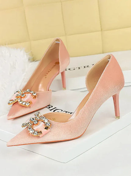 KissICON Pink 7cm / 37 BIGTREE Party Pumps 7cm Thin High Heels Western