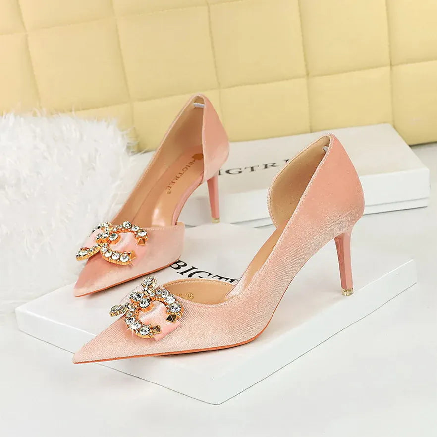 KissICON Pink 7cm / 37 BIGTREE Party Pumps 7cm Thin High Heels Western