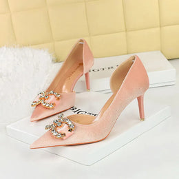 KissICON Pink 7cm / 37 BIGTREE Party Pumps 7cm Thin High Heels Western